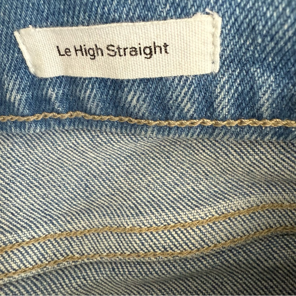 Frame Le High Straight Jean Light Wash Raw Hem Womens Size 28 - Picture 10 of 12